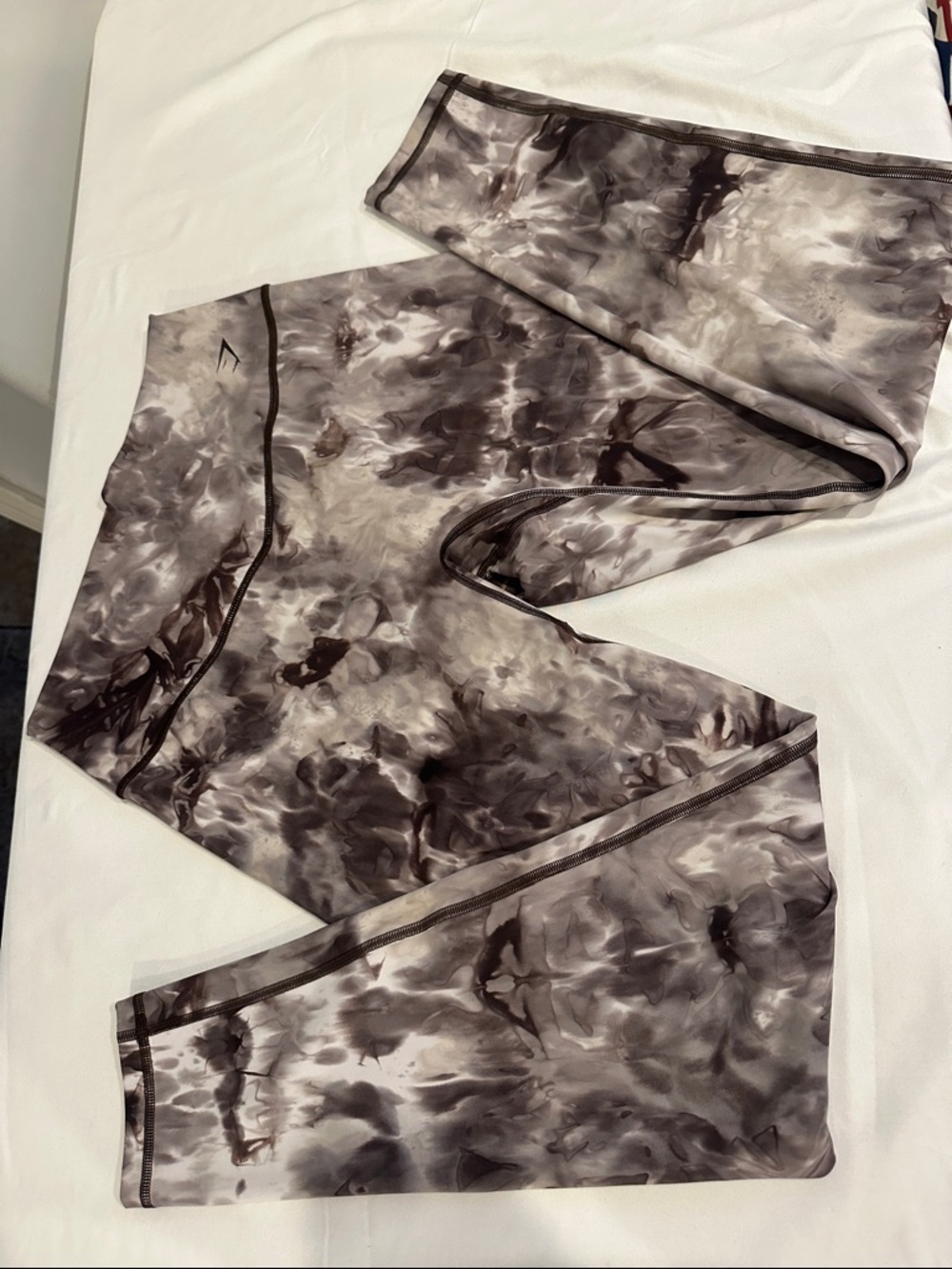 Gymshark Marble-Effect Leggings in Taupe and Brown